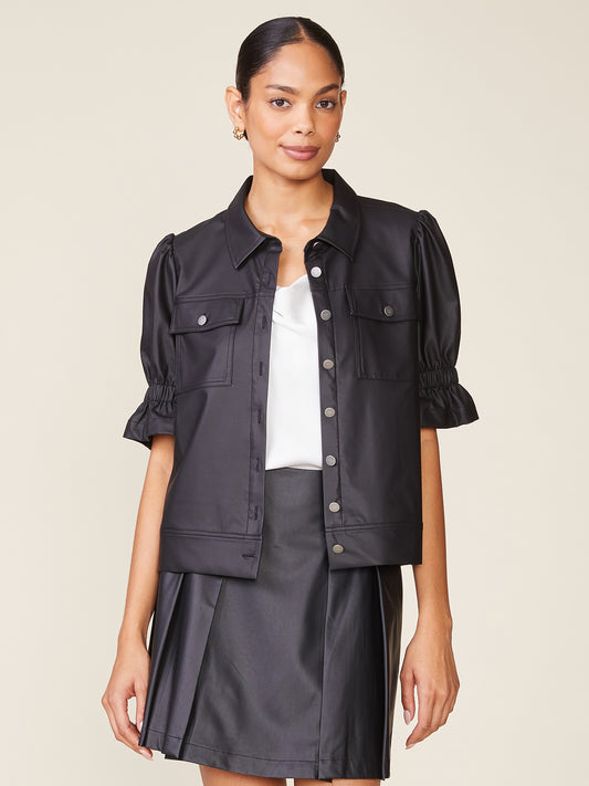 Fem Short Sleeve Vegan Leather Jacket