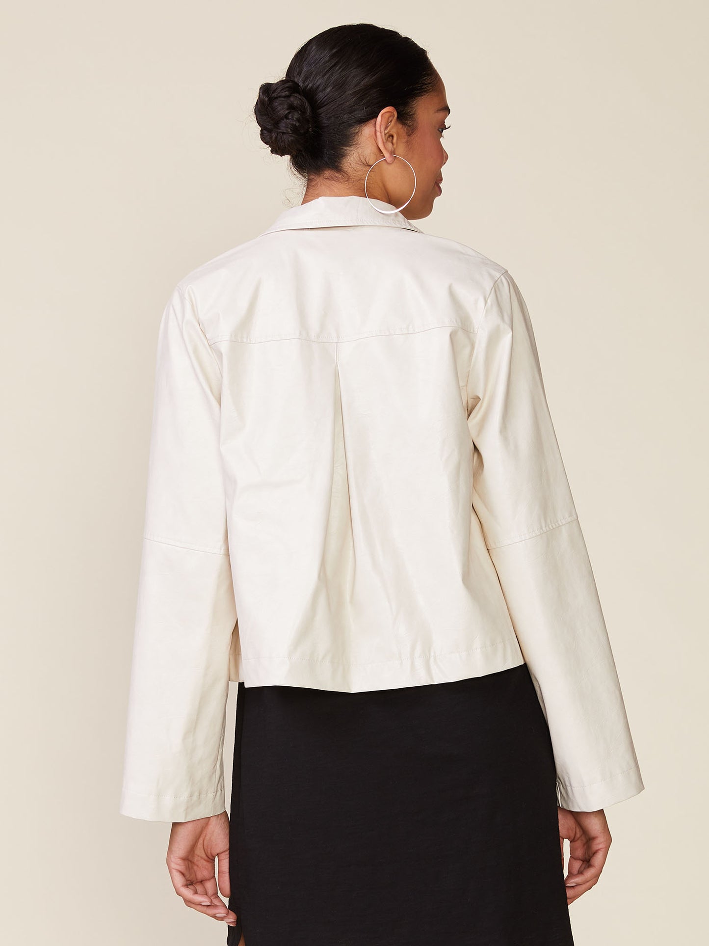 Crinkle Faux Leather Button Front Jacket