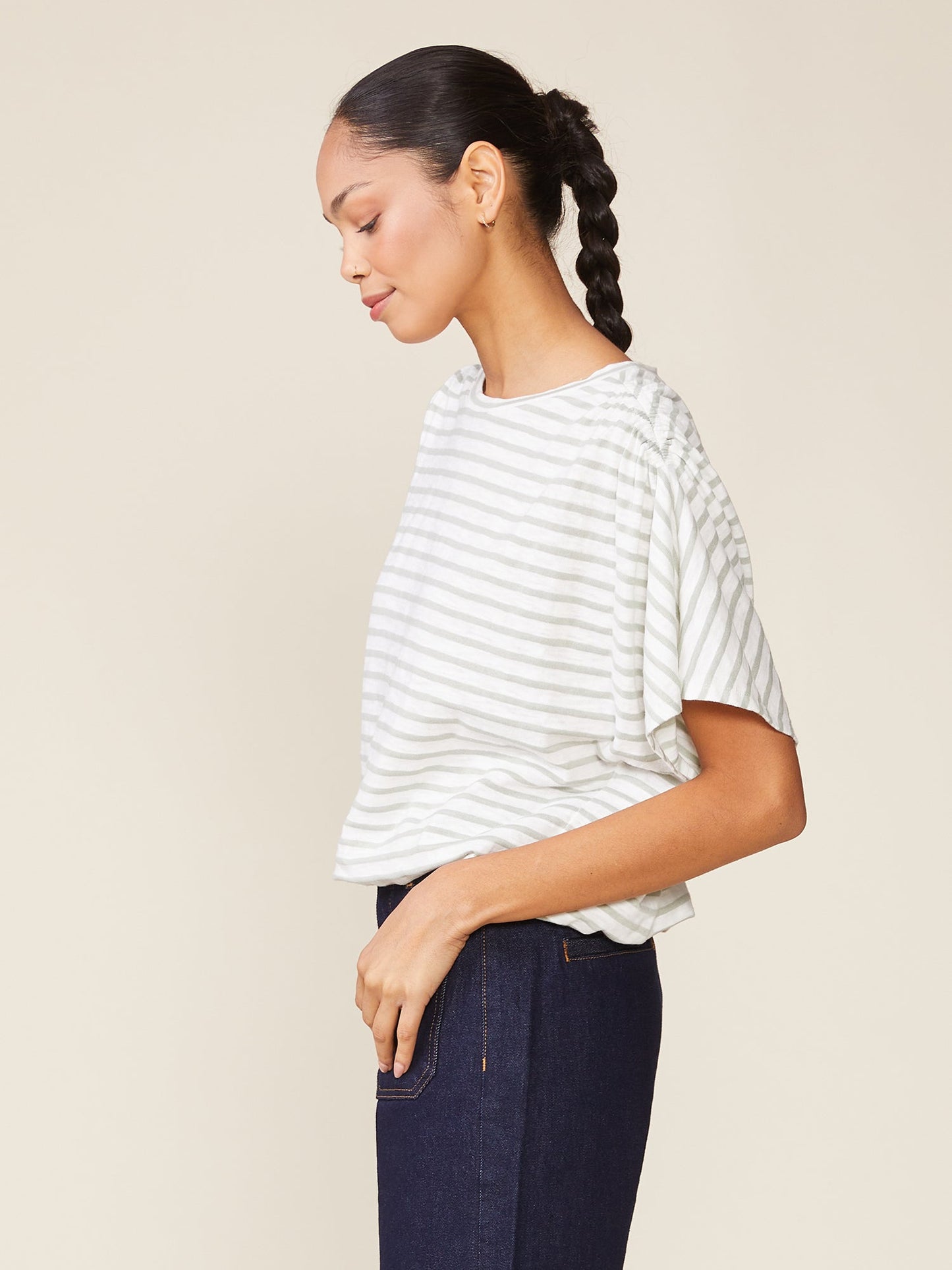 Walk the Line Stripe Bubble Hem Tee