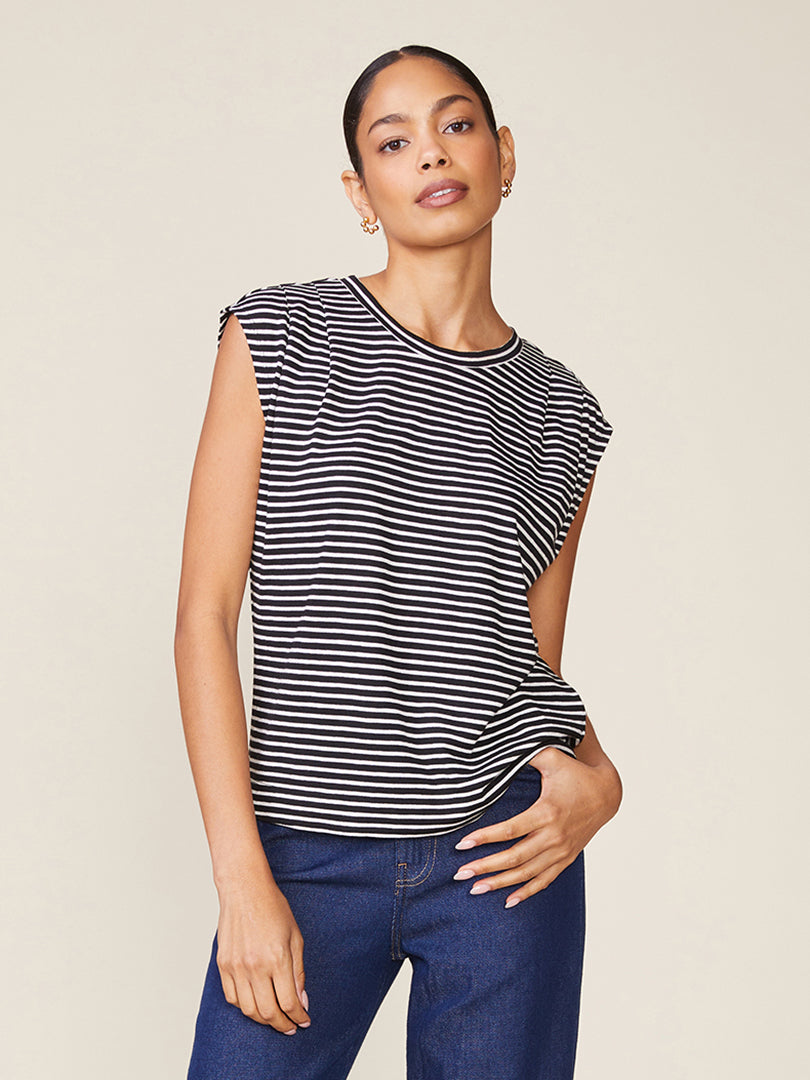 Heart On My Sleeveless Stripe Tee
