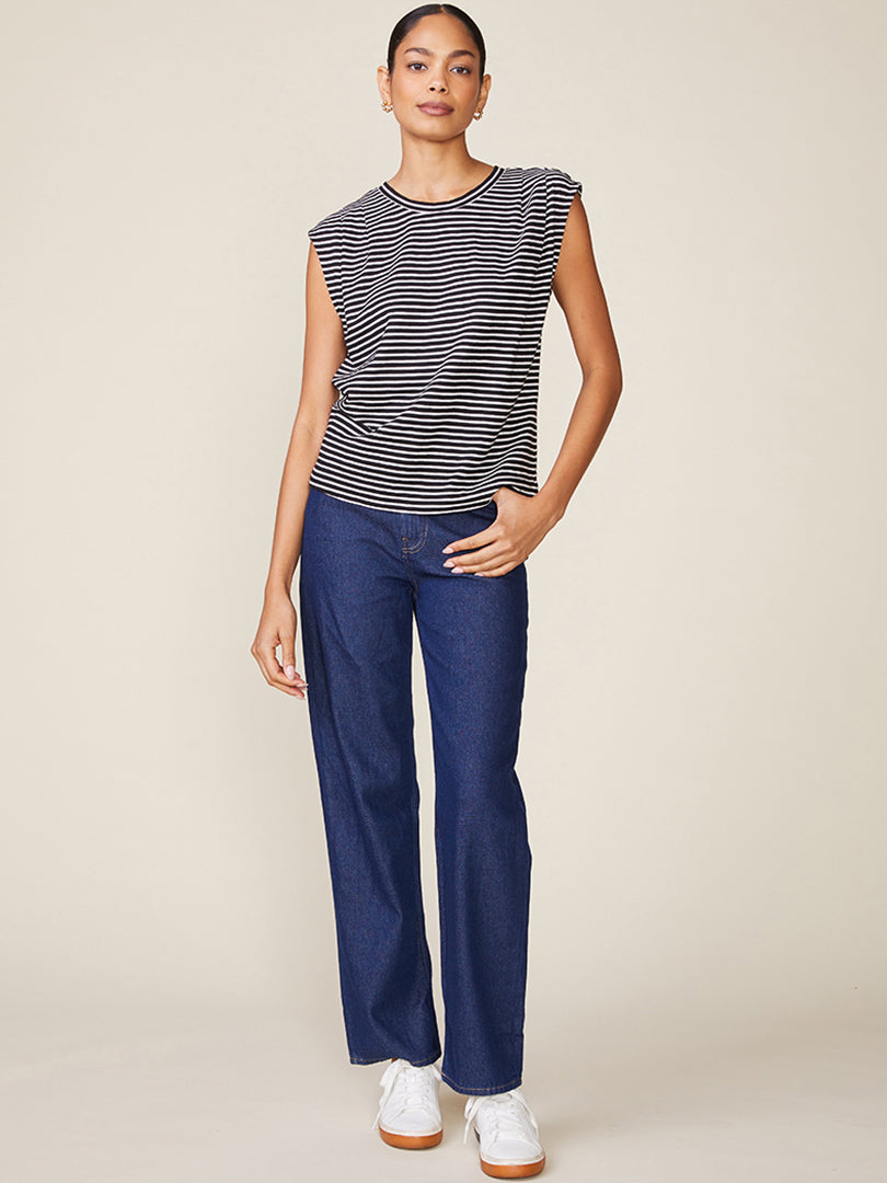 Heart On My Sleeveless Stripe Tee