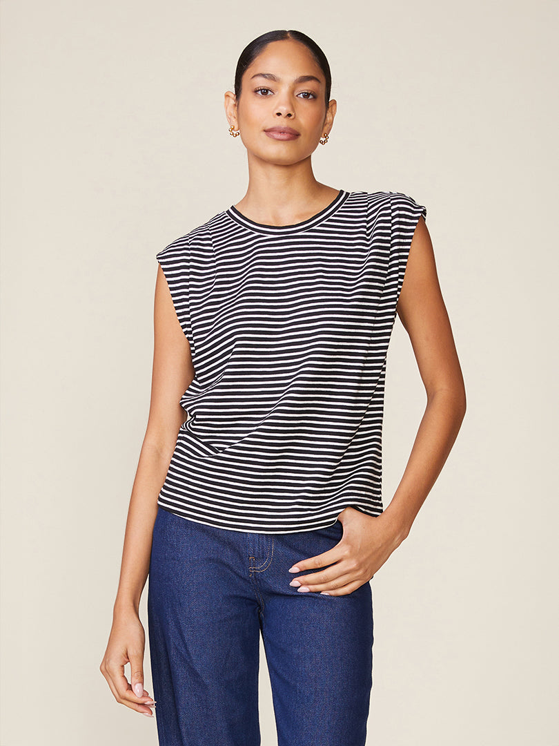 Heart On My Sleeveless Stripe Tee
