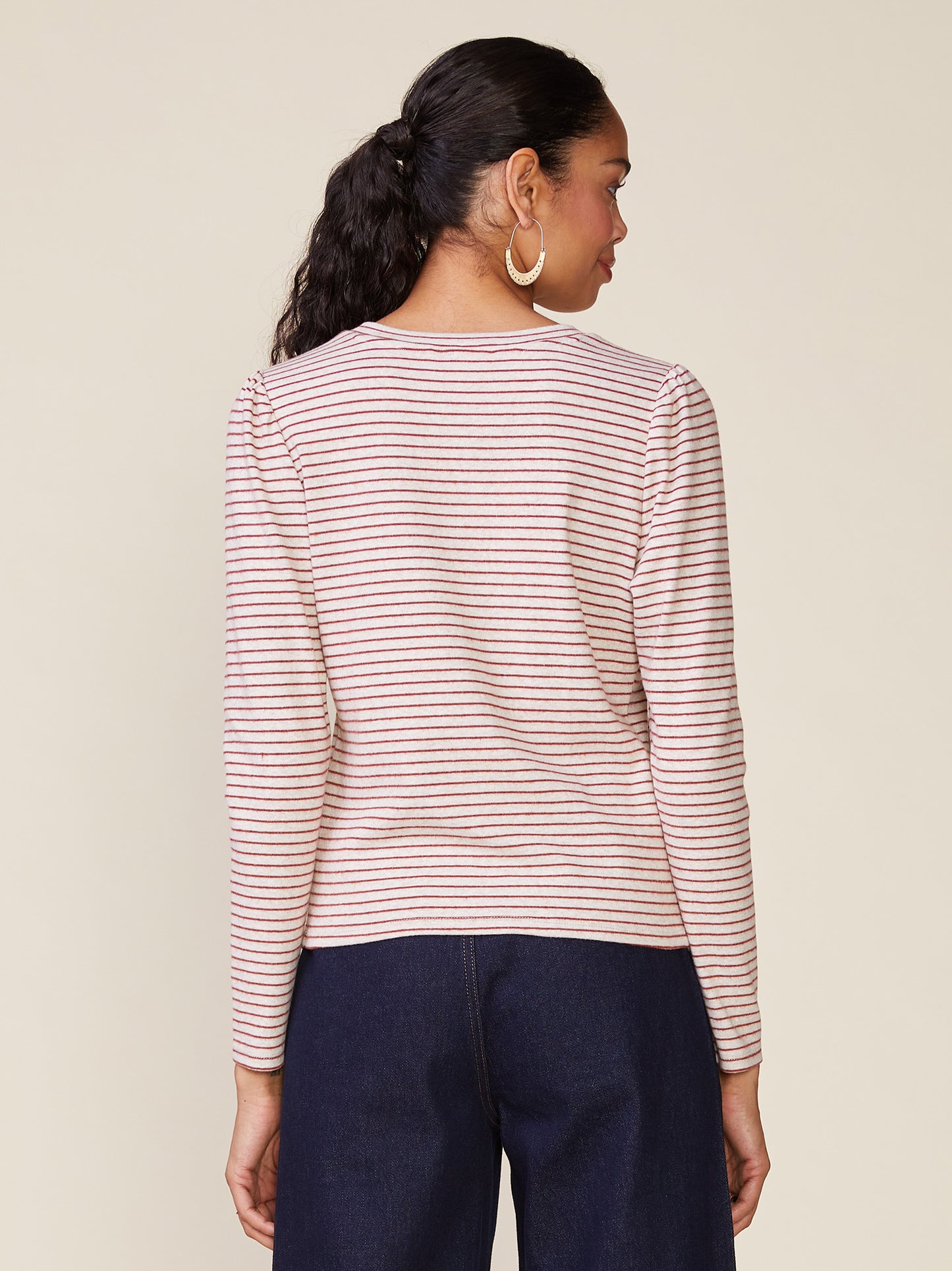 Long Sleeve Inset Brushed Stripe Tee