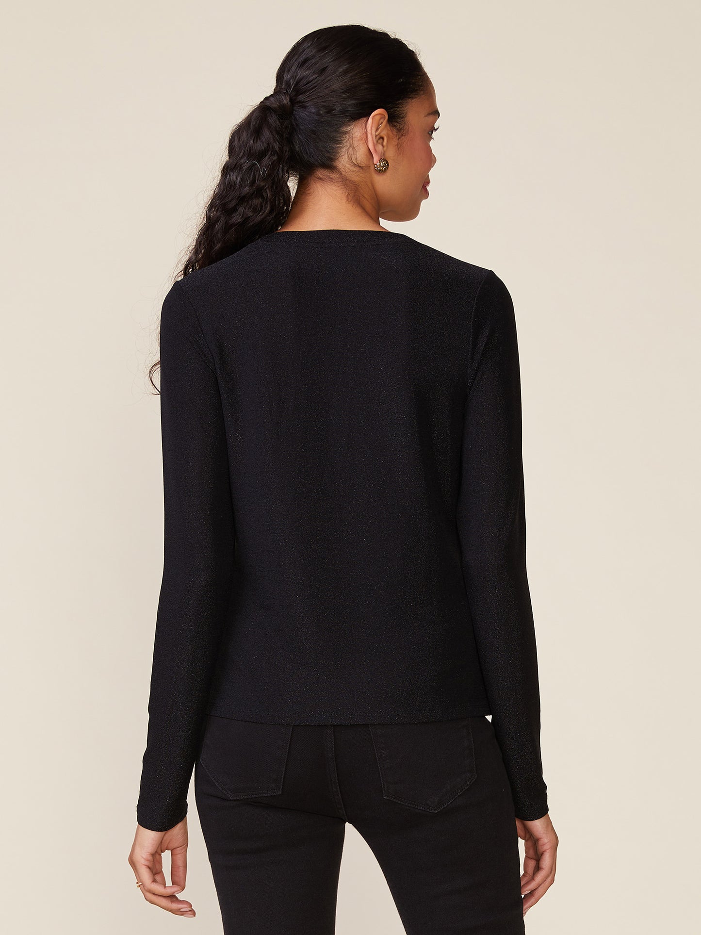 Long Sleeve Glitter Fitted Tee