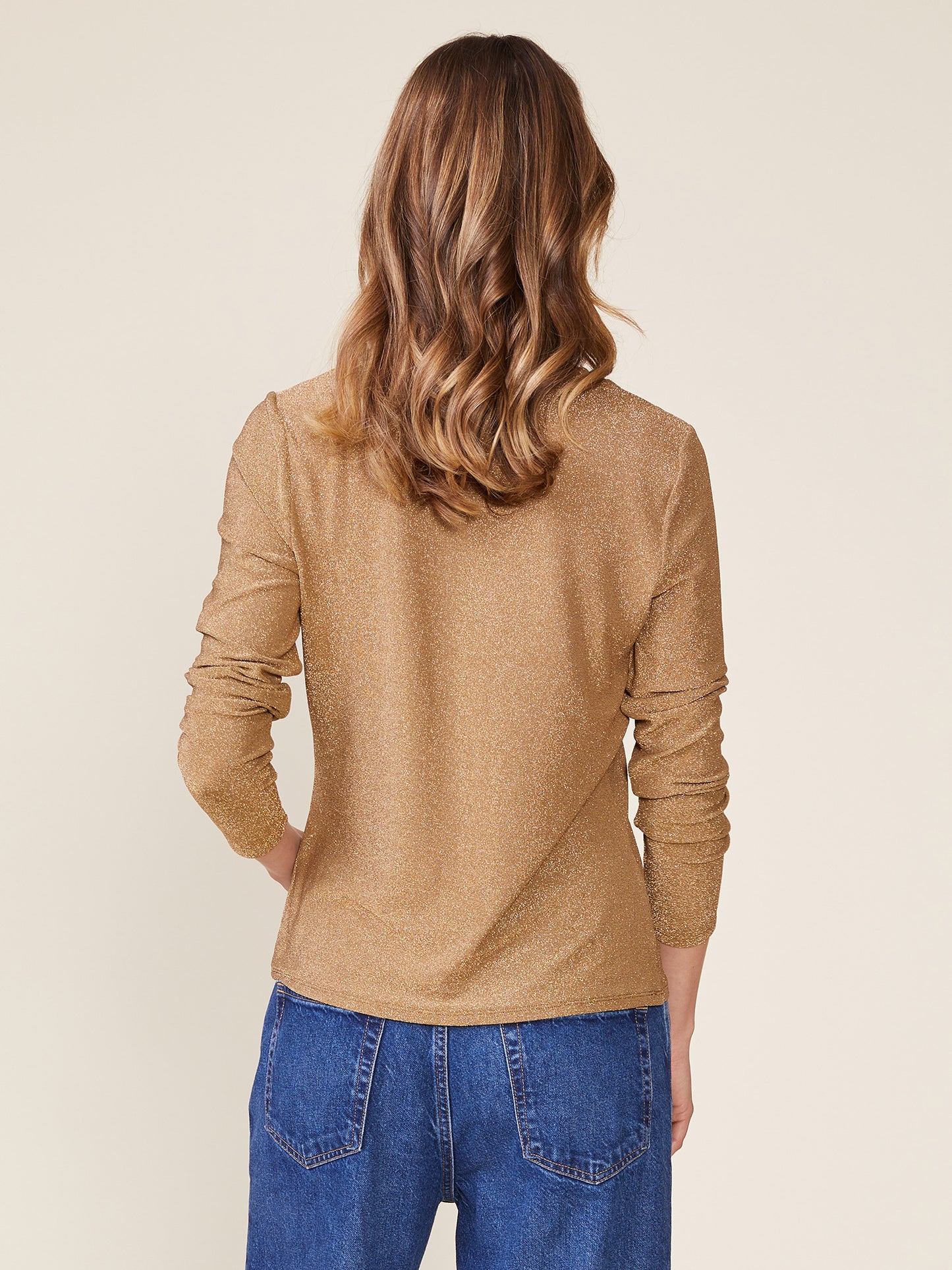 Long Sleeve Glitter Fitted Tee