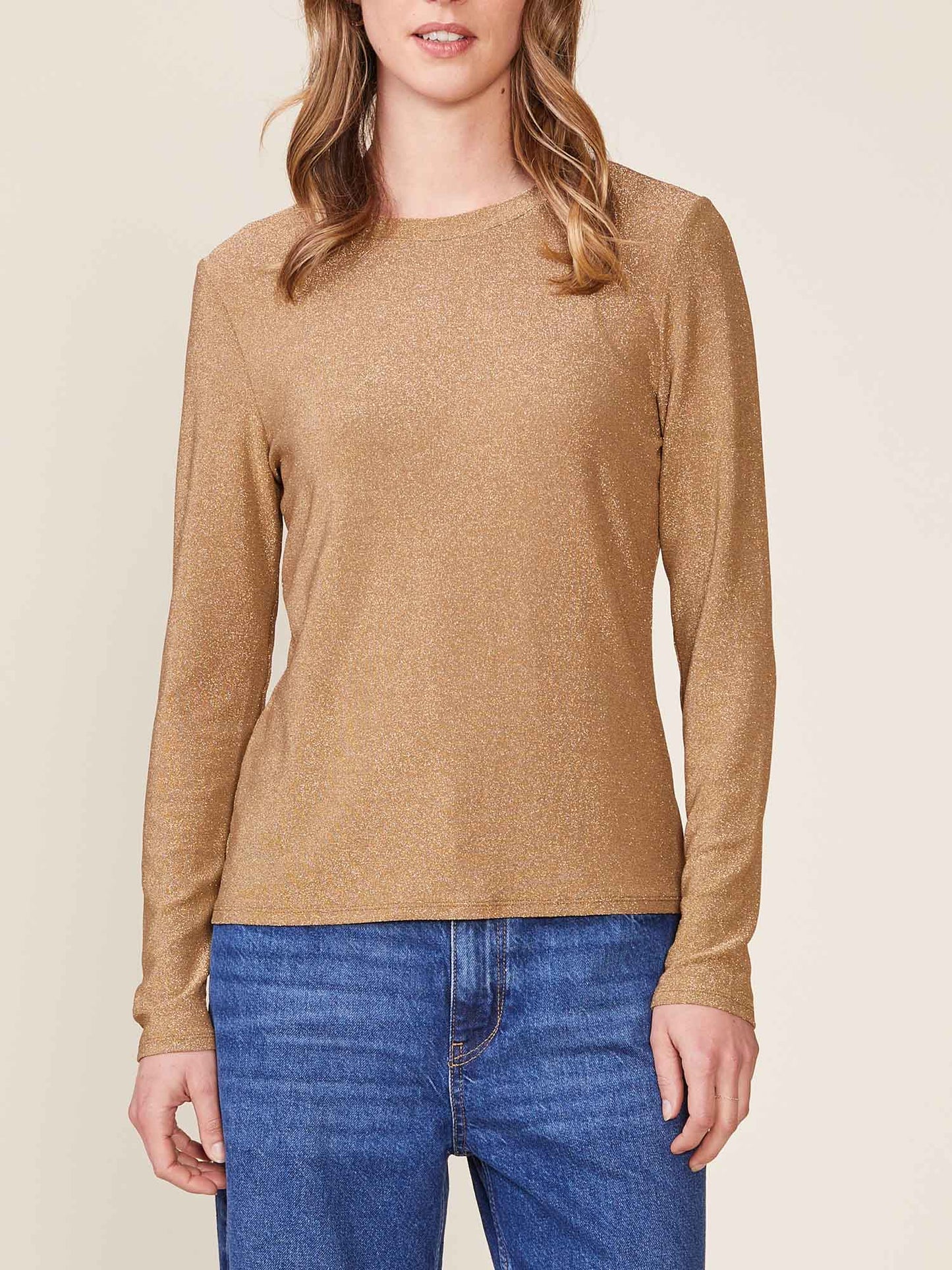 Long Sleeve Glitter Fitted Tee