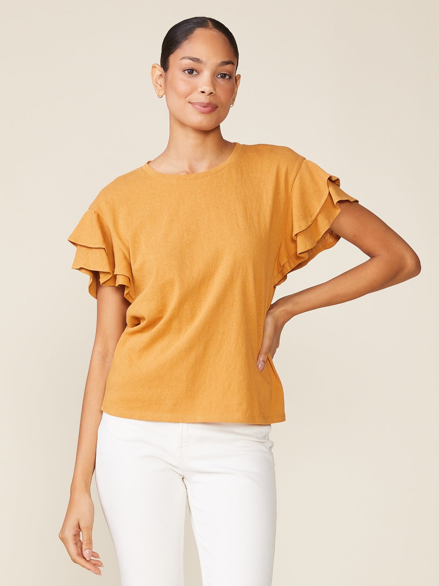 Sunny Day Linen like Ruffle Tee