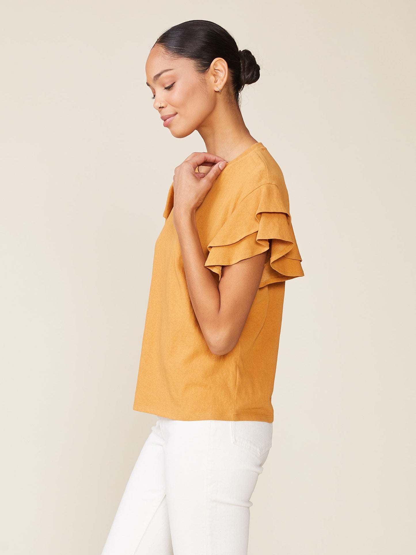 Sunny Day Linen like Ruffle Tee