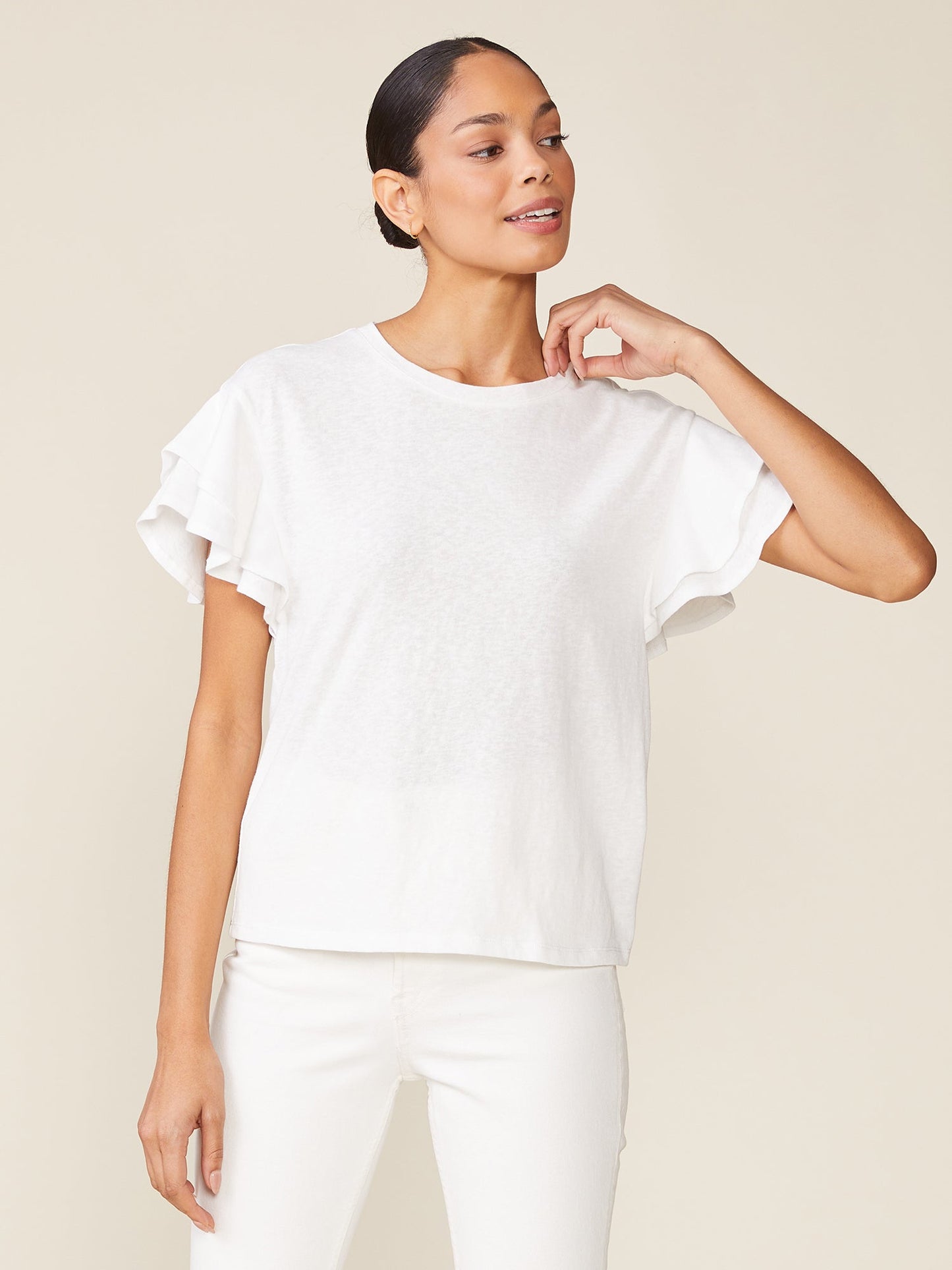 Sunny Day Linen like Ruffle Tee