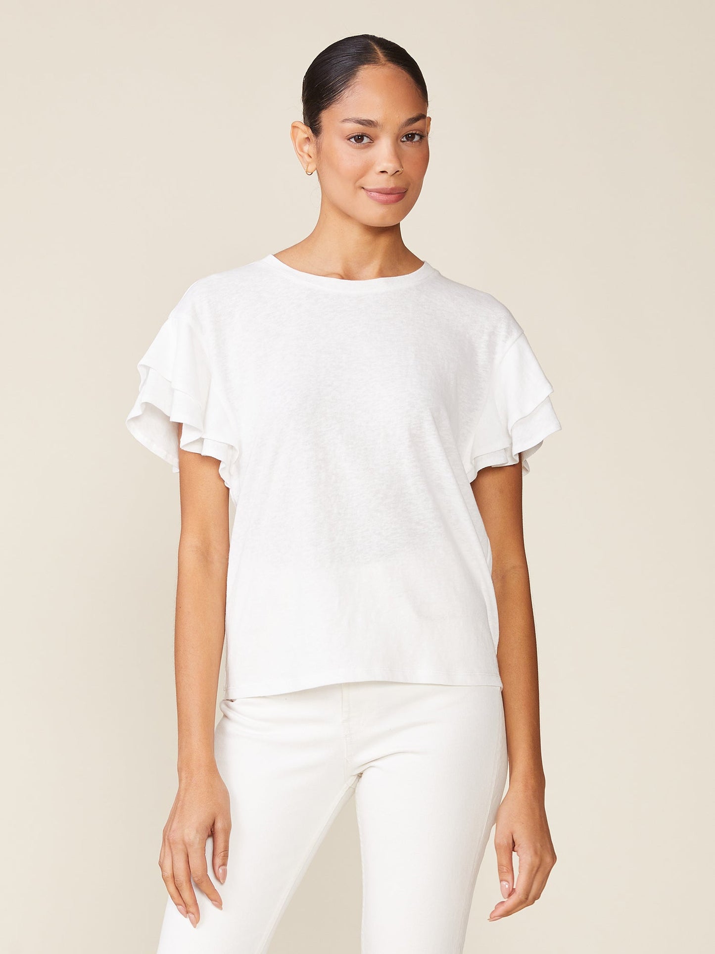 Sunny Day Linen like Ruffle Tee