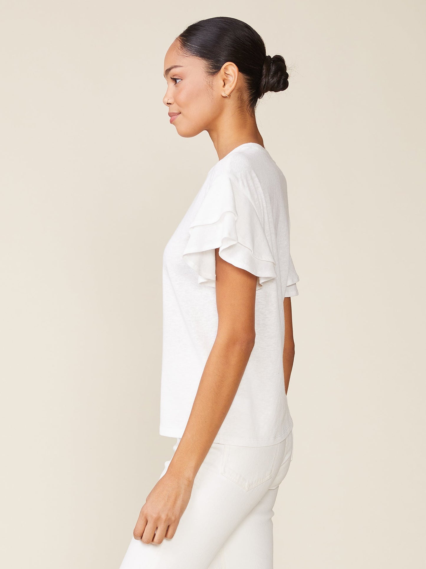 Sunny Day Linen like Ruffle Tee