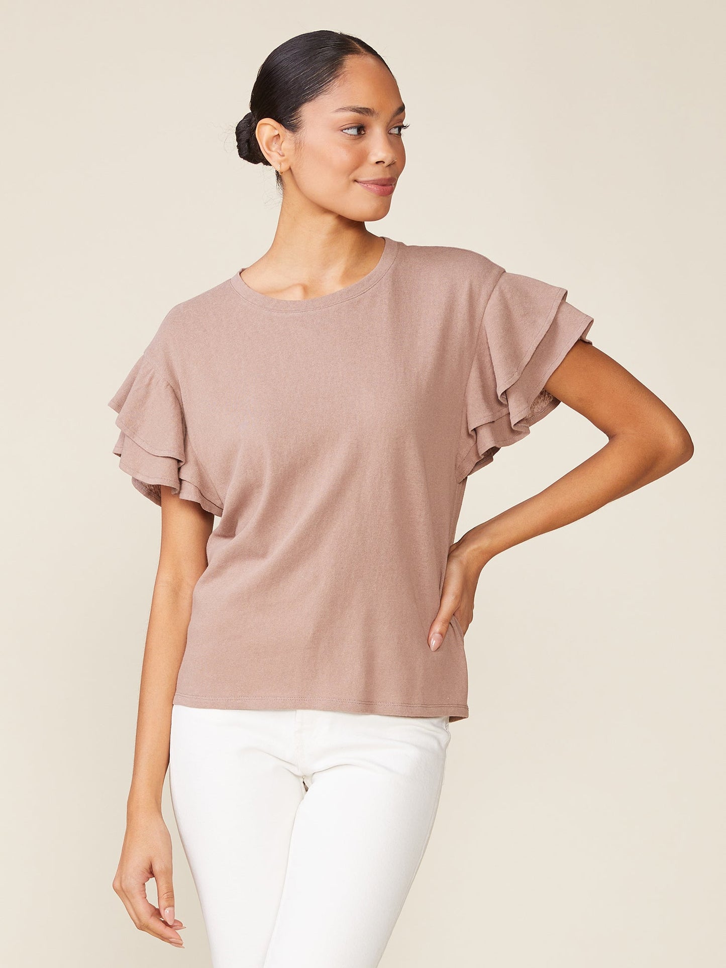 Sunny Day Linen like Ruffle Tee
