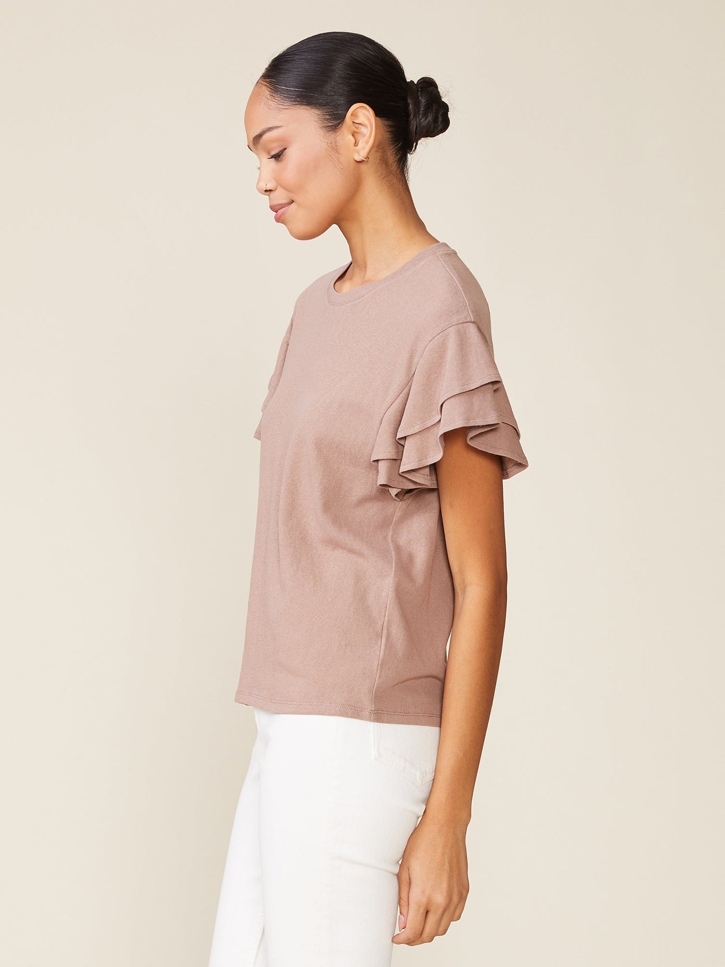 Sunny Day Linen like Ruffle Tee