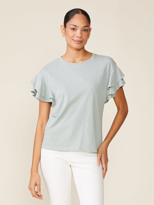 Sunny Day Linen like Ruffle Tee
