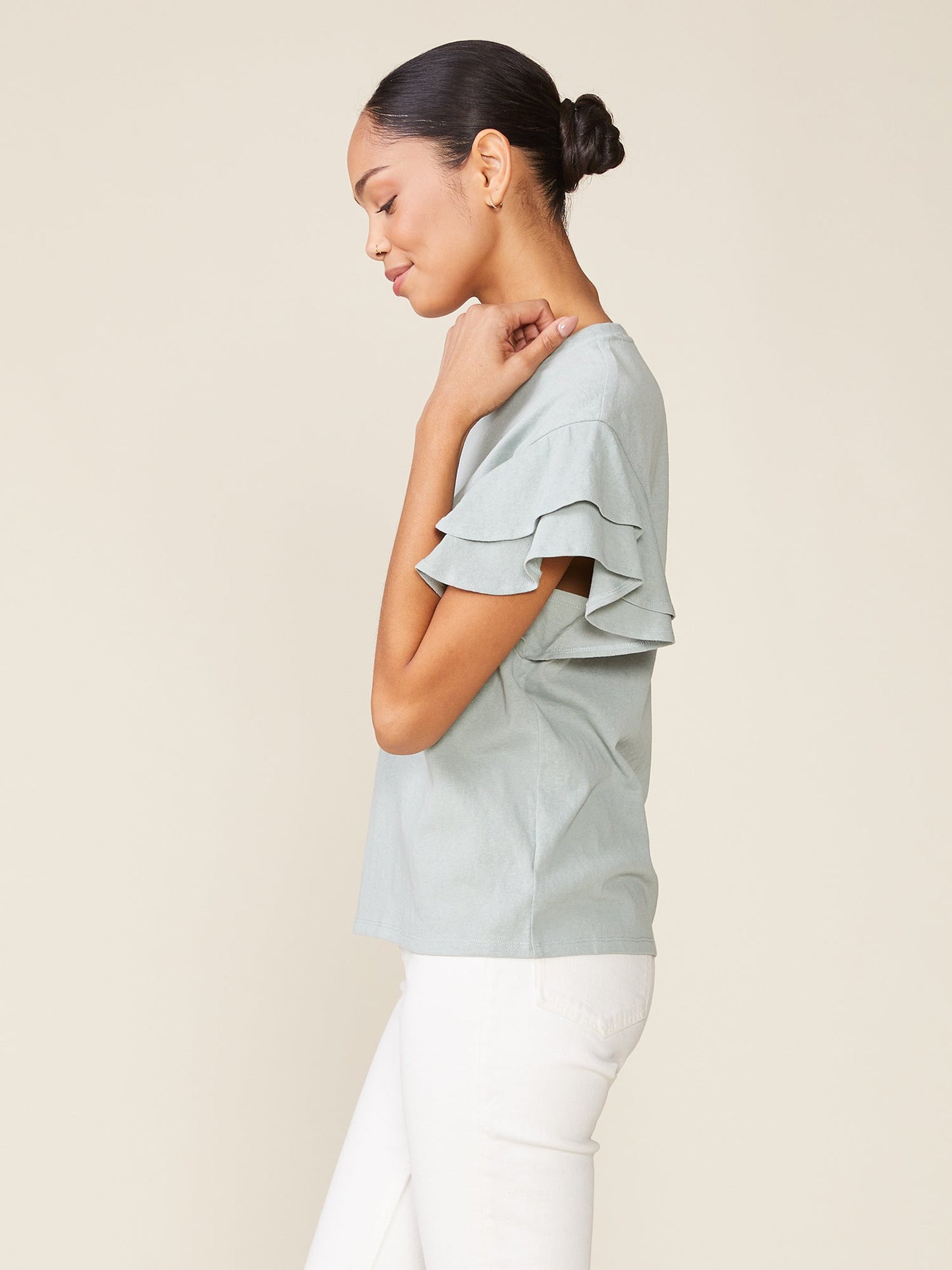 Sunny Day Linen like Ruffle Tee