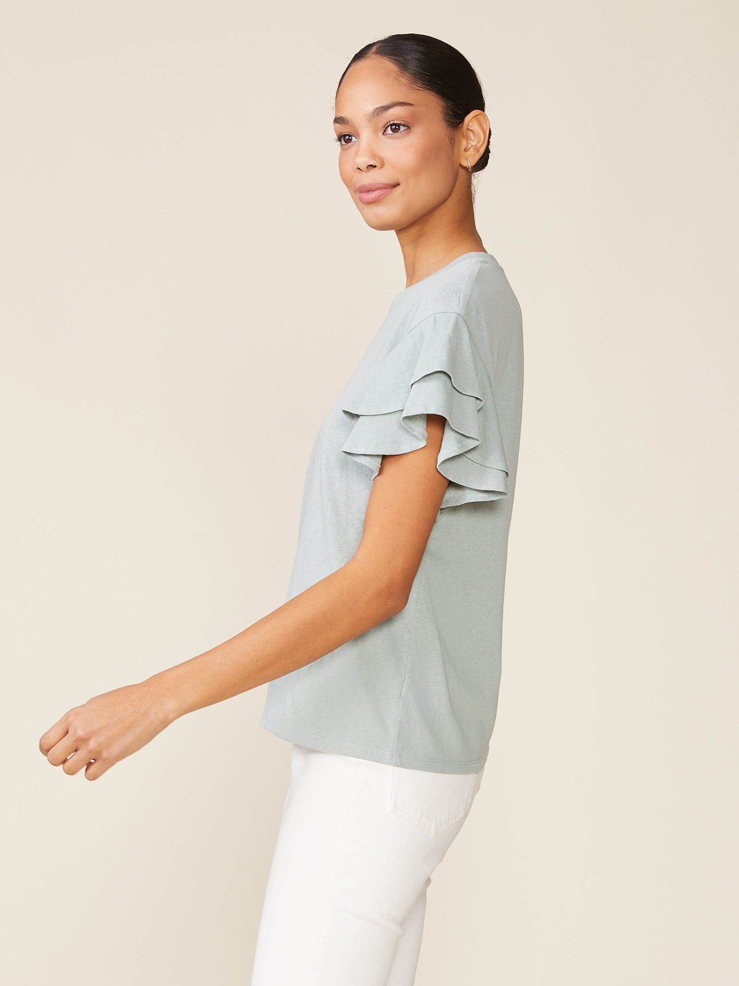 Sunny Day Linen like Ruffle Tee