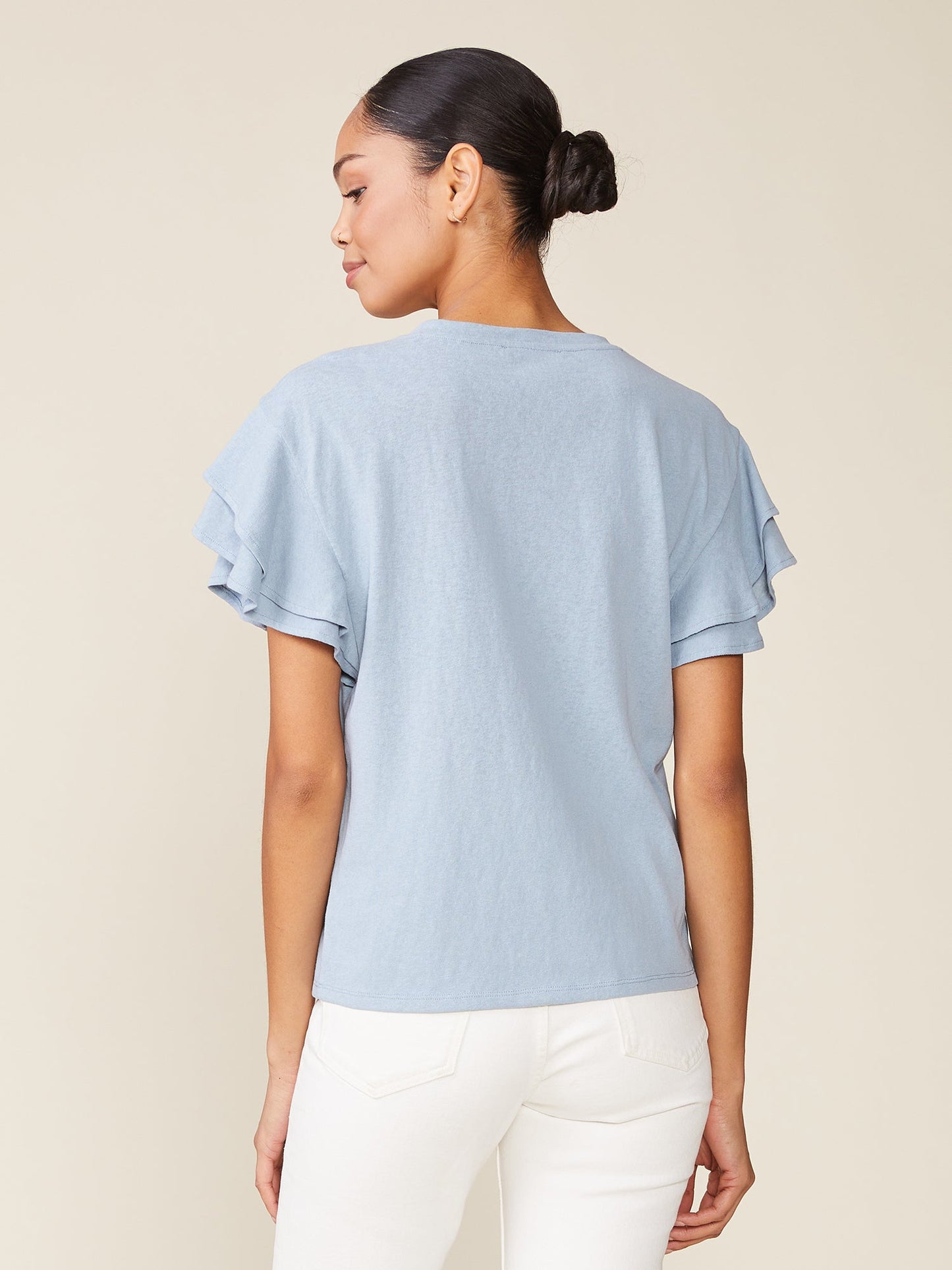 Sunny Day Linen like Ruffle Tee