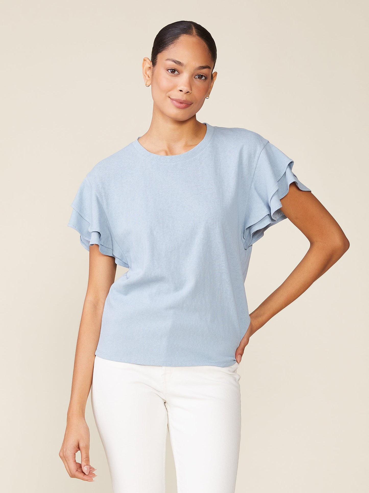 Sunny Day Linen like Ruffle Tee