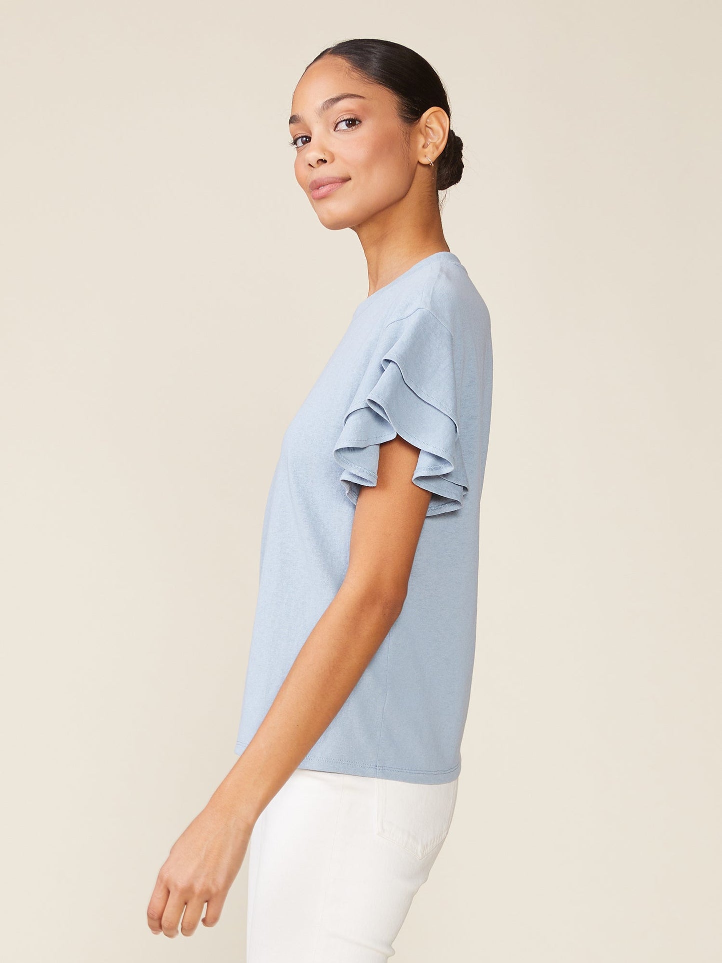 Sunny Day Linen like Ruffle Tee