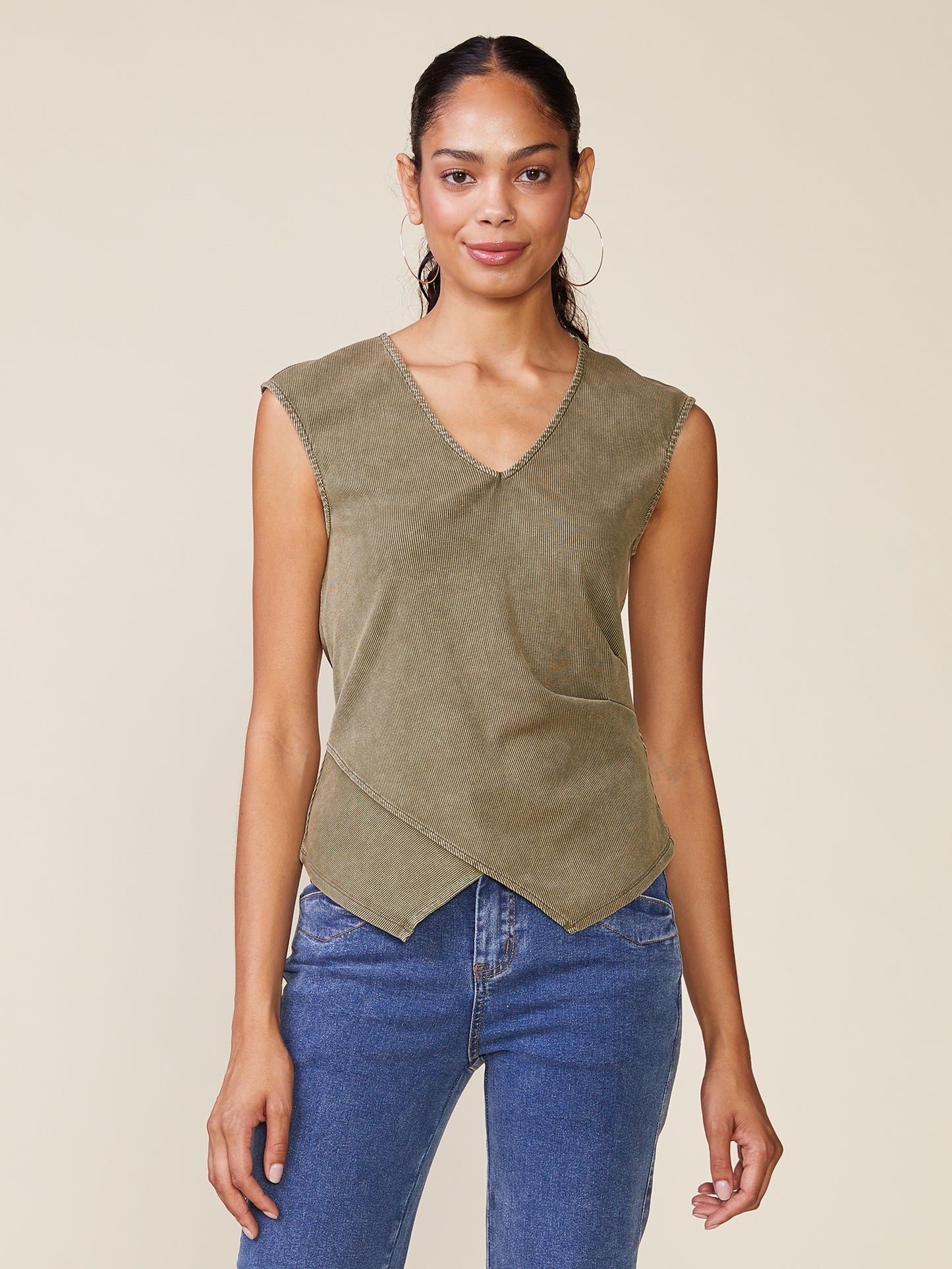 Washed Rib Knit Vest Top