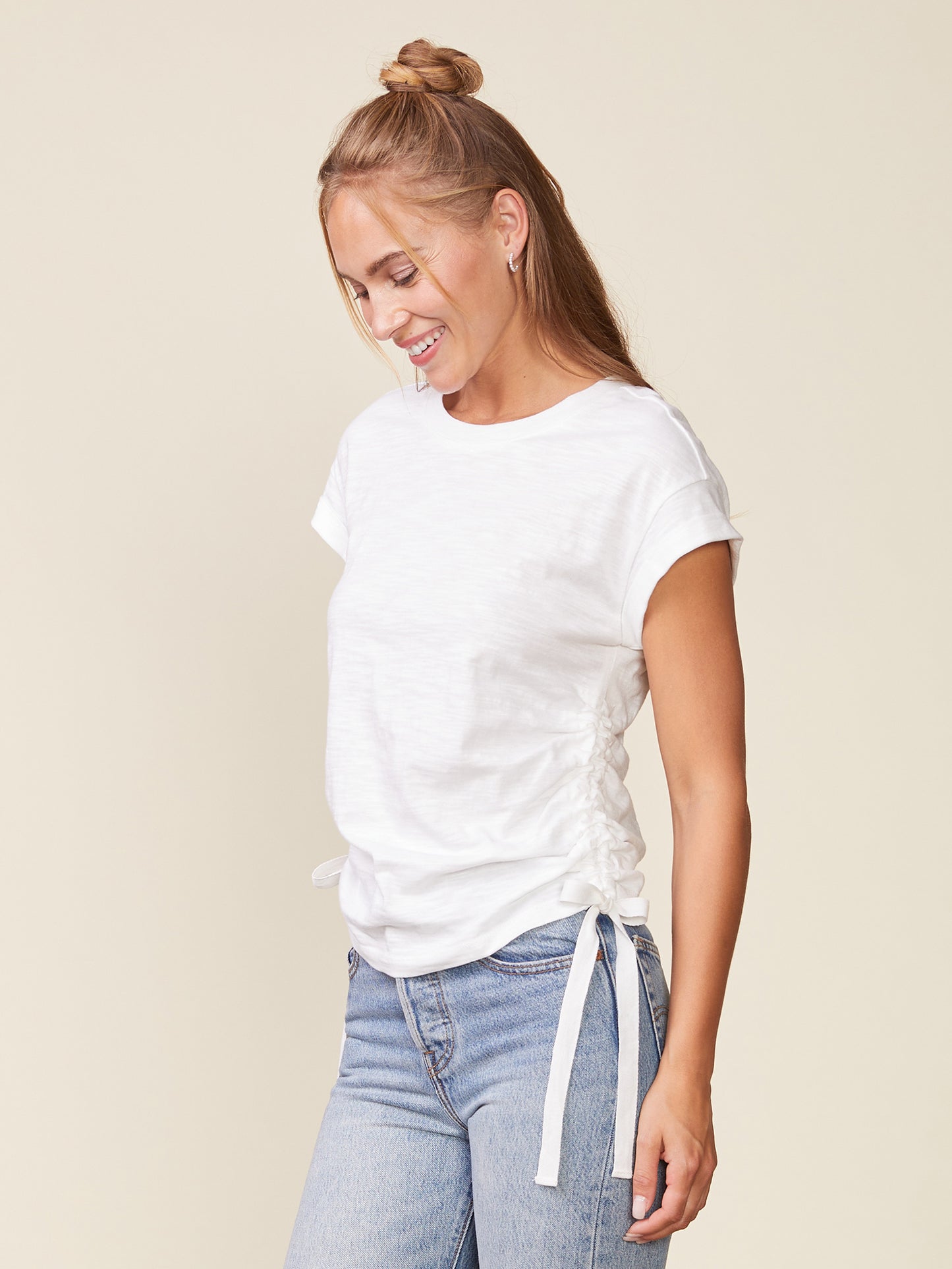 Dylan Slub Short Sleeve Side Tie Top