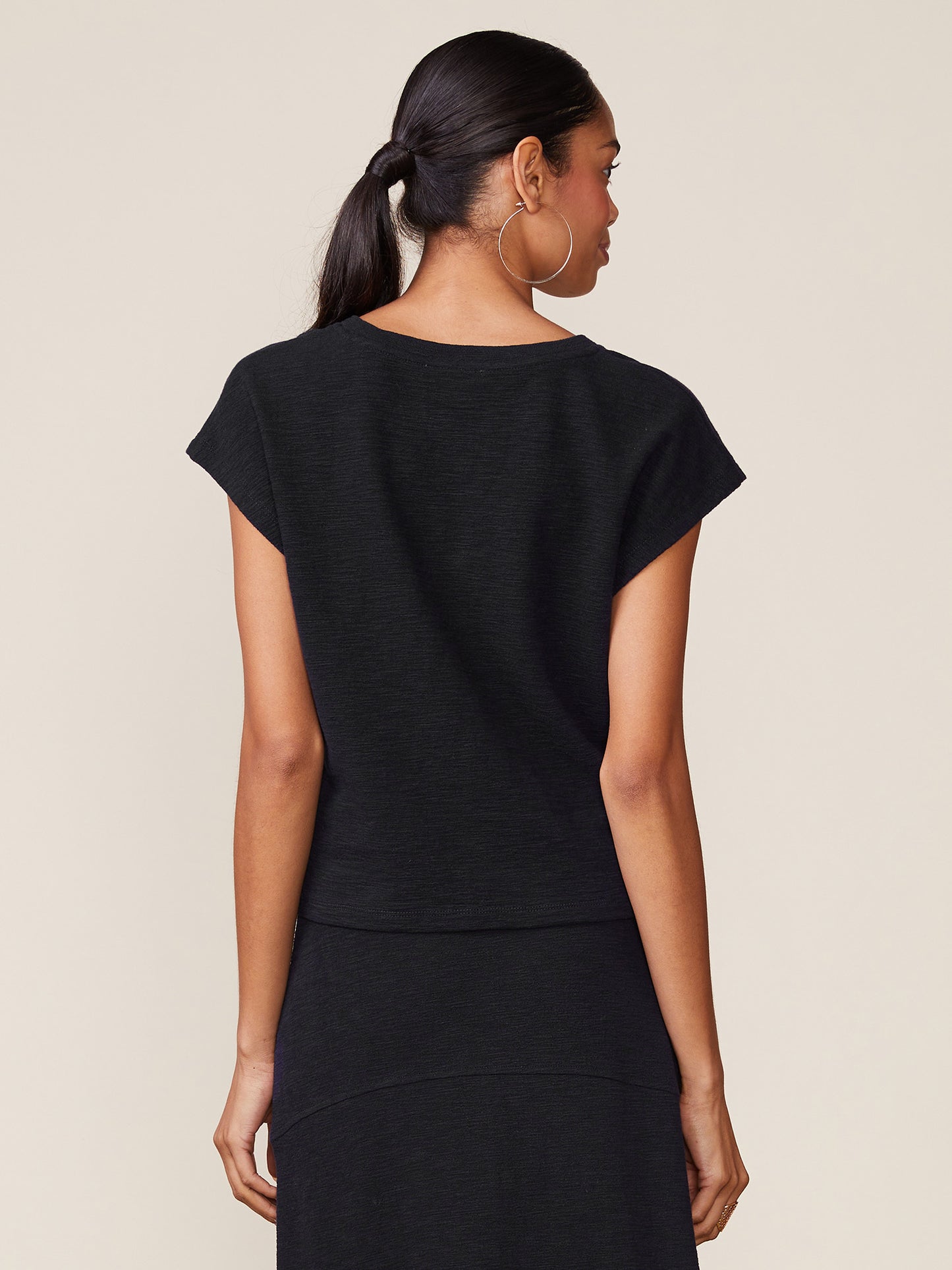 Front Notch Textured Knit Top