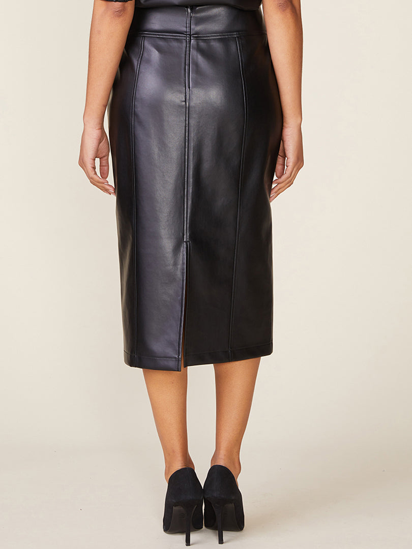 Morrison Vegan Leather Seam Midi Skirt