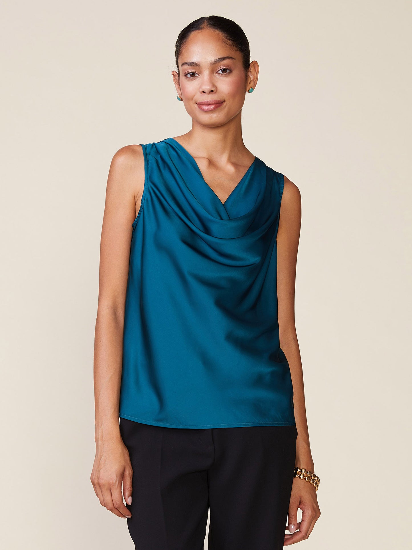 Shine On Satin Cowl Neck Top