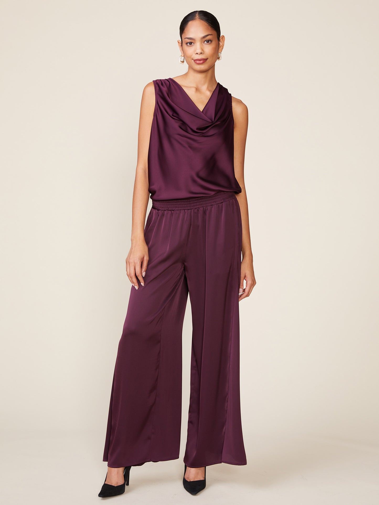 Shine On Satin Cowl Neck Top