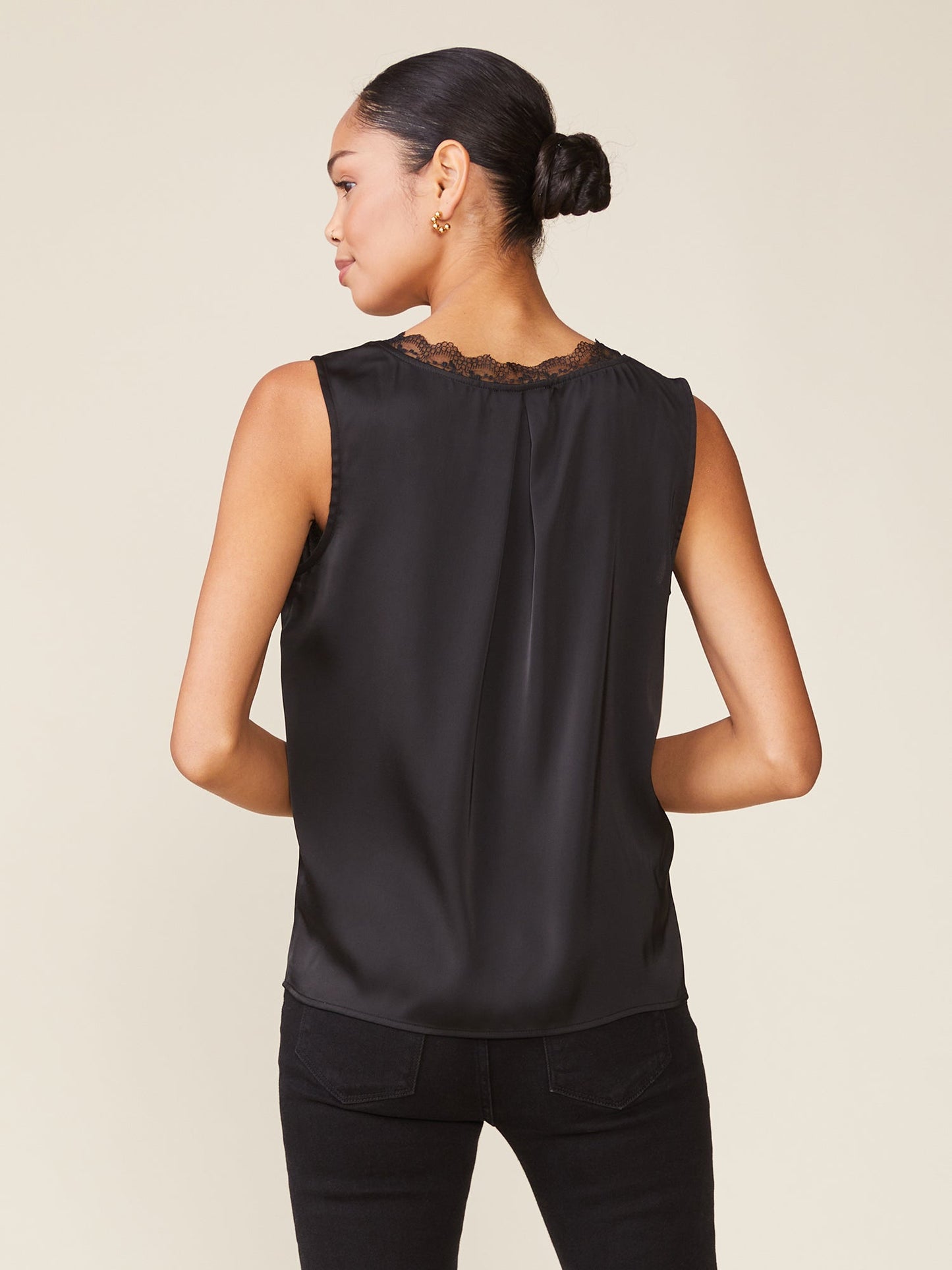 Sunset Satin Sleeveless Lace V-Neck