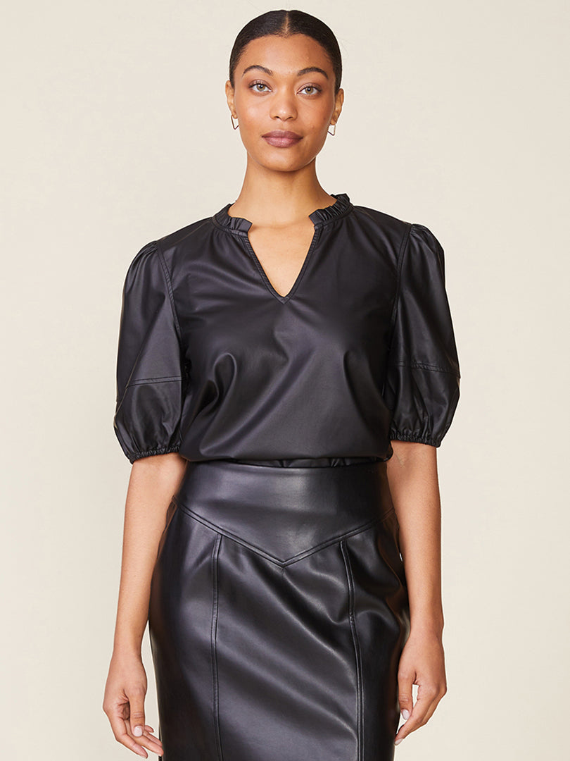 Kacey Vegan Leather Blouse