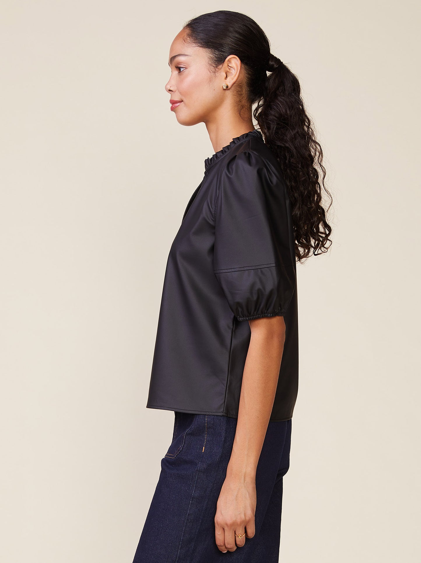 Kacey Vegan Leather Blouse