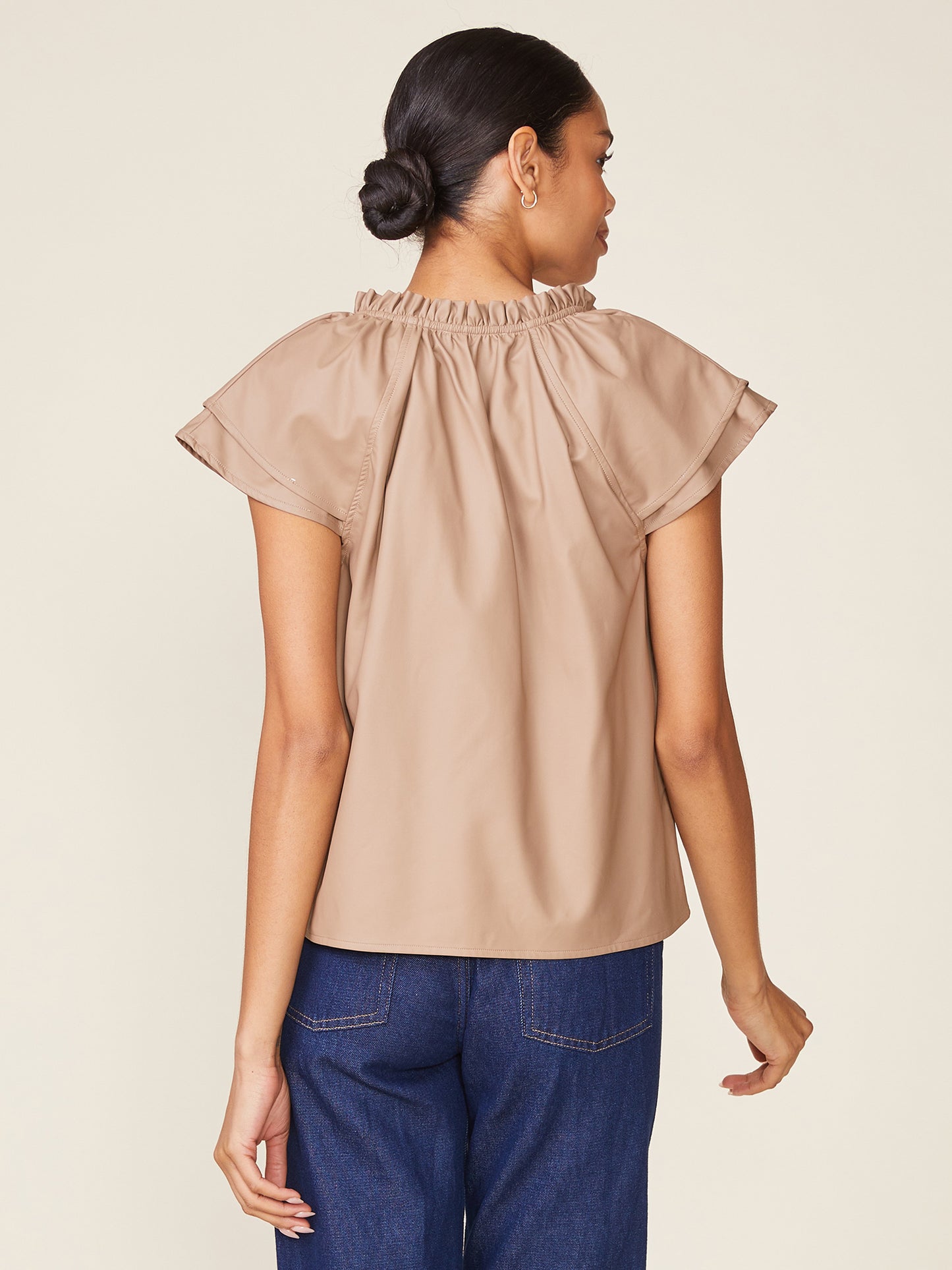 Double Sleeve Vegan Leather Top