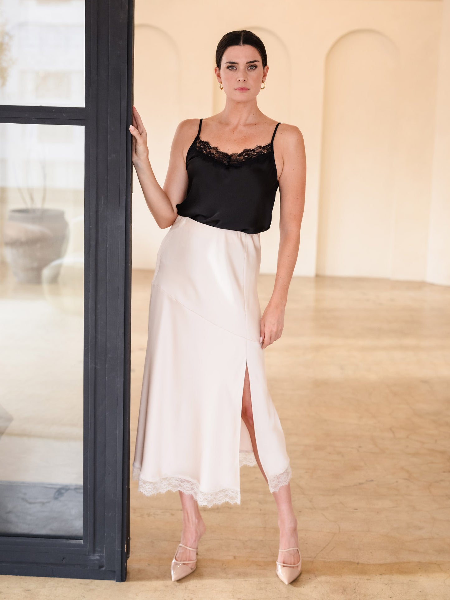 Lace Trim Satin Cami