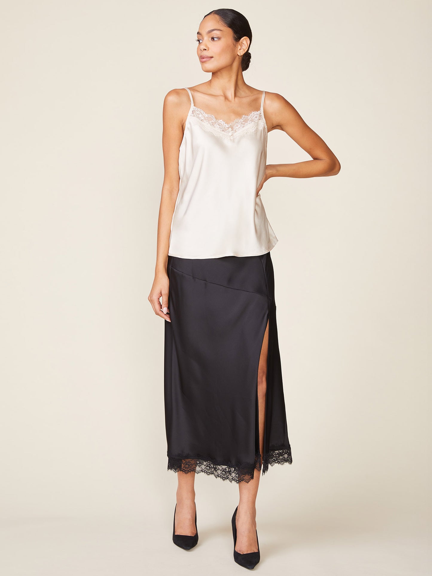 Lace Trim Satin Cami