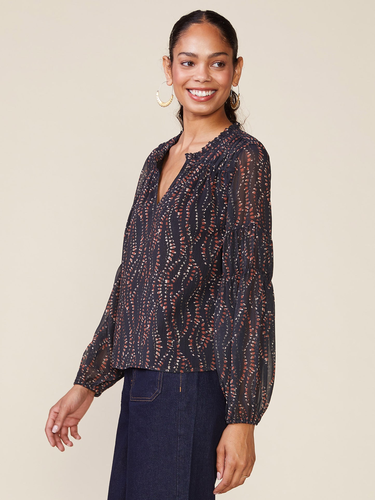 Foil Print Fem Blouse