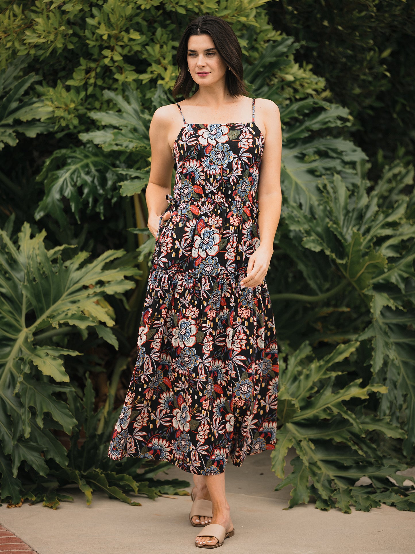Textured Side Tie Maxi Dress