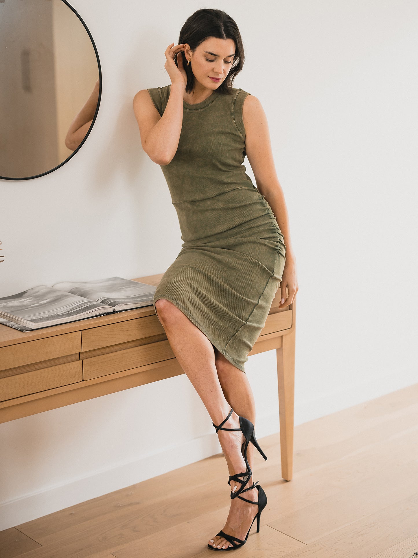 Washed Ribbed Cinch Dress
