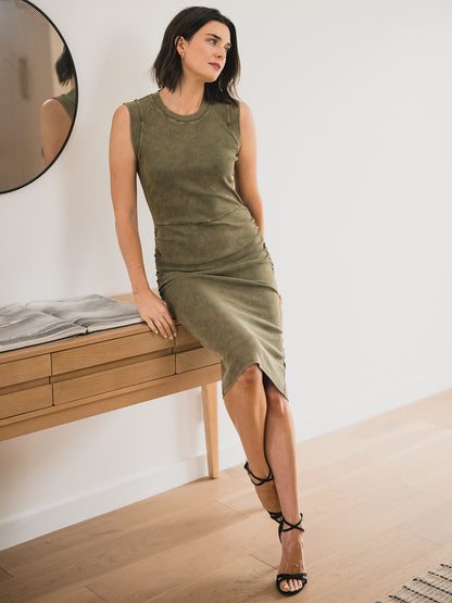 Washed Ribbed Cinch Dress