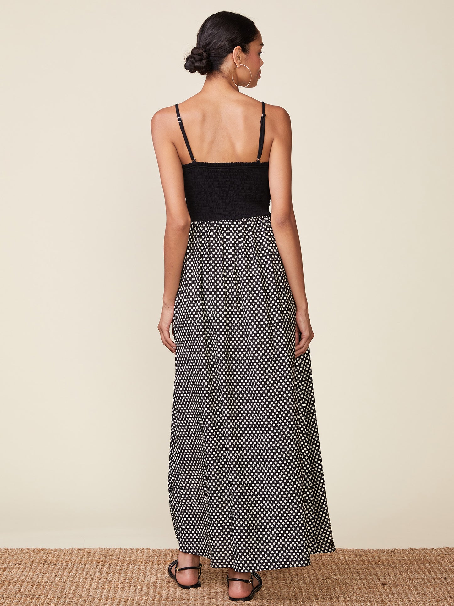 Polka Dot Strapless Midi Dress