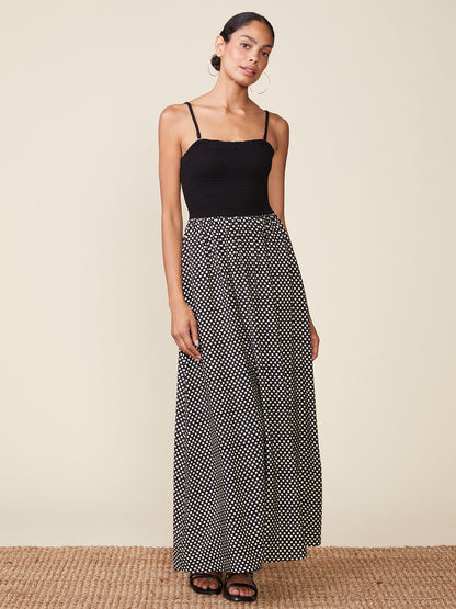 Polka Dot Strapless Midi Dress