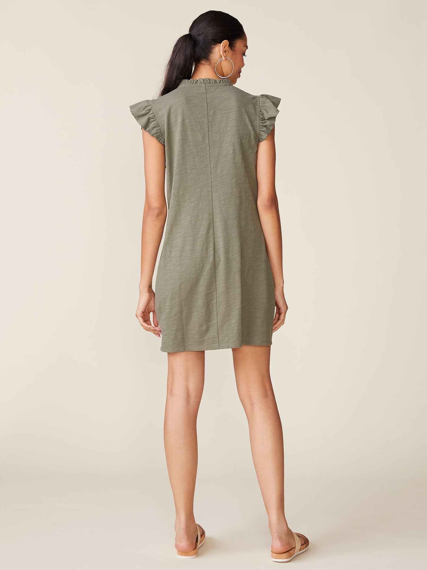 Smocked Bib Slub Dress