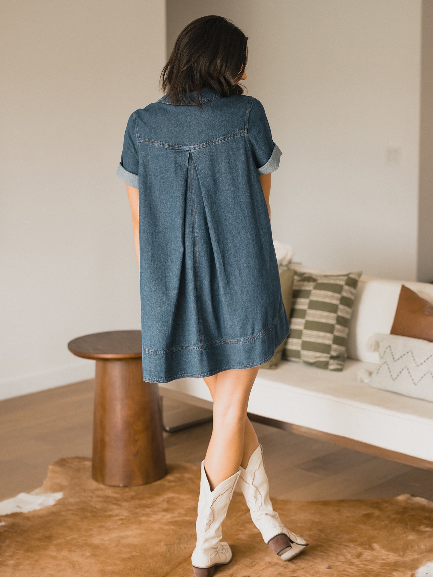 Denim Pocket Front Swing Dress