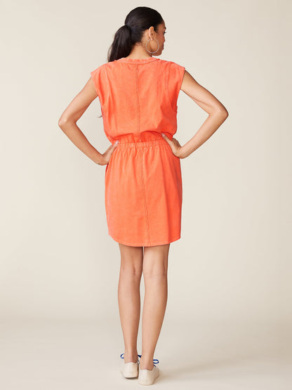 Washed Cotton Seam Detail Dress