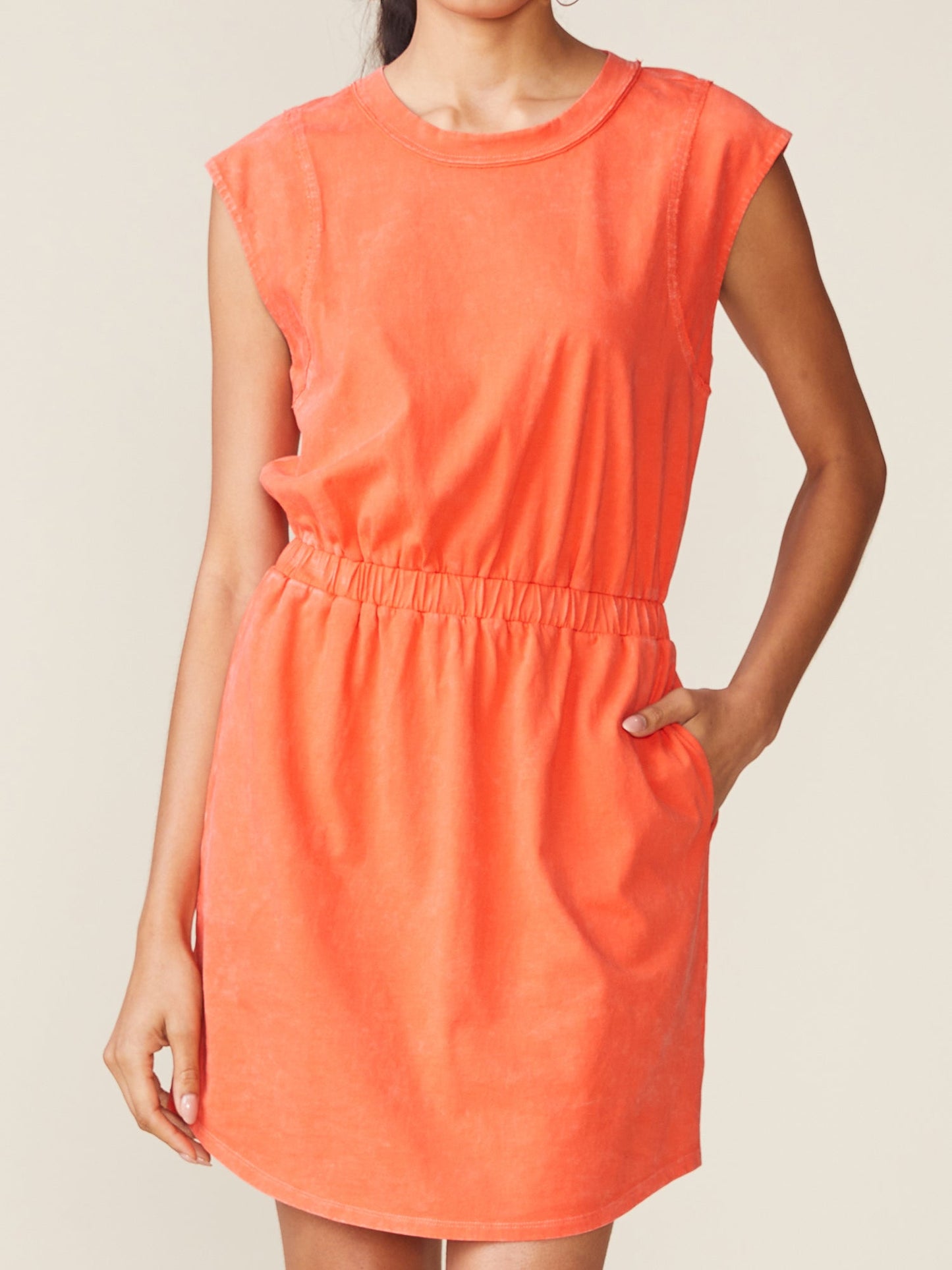 Washed Cotton Seam Detail Dress