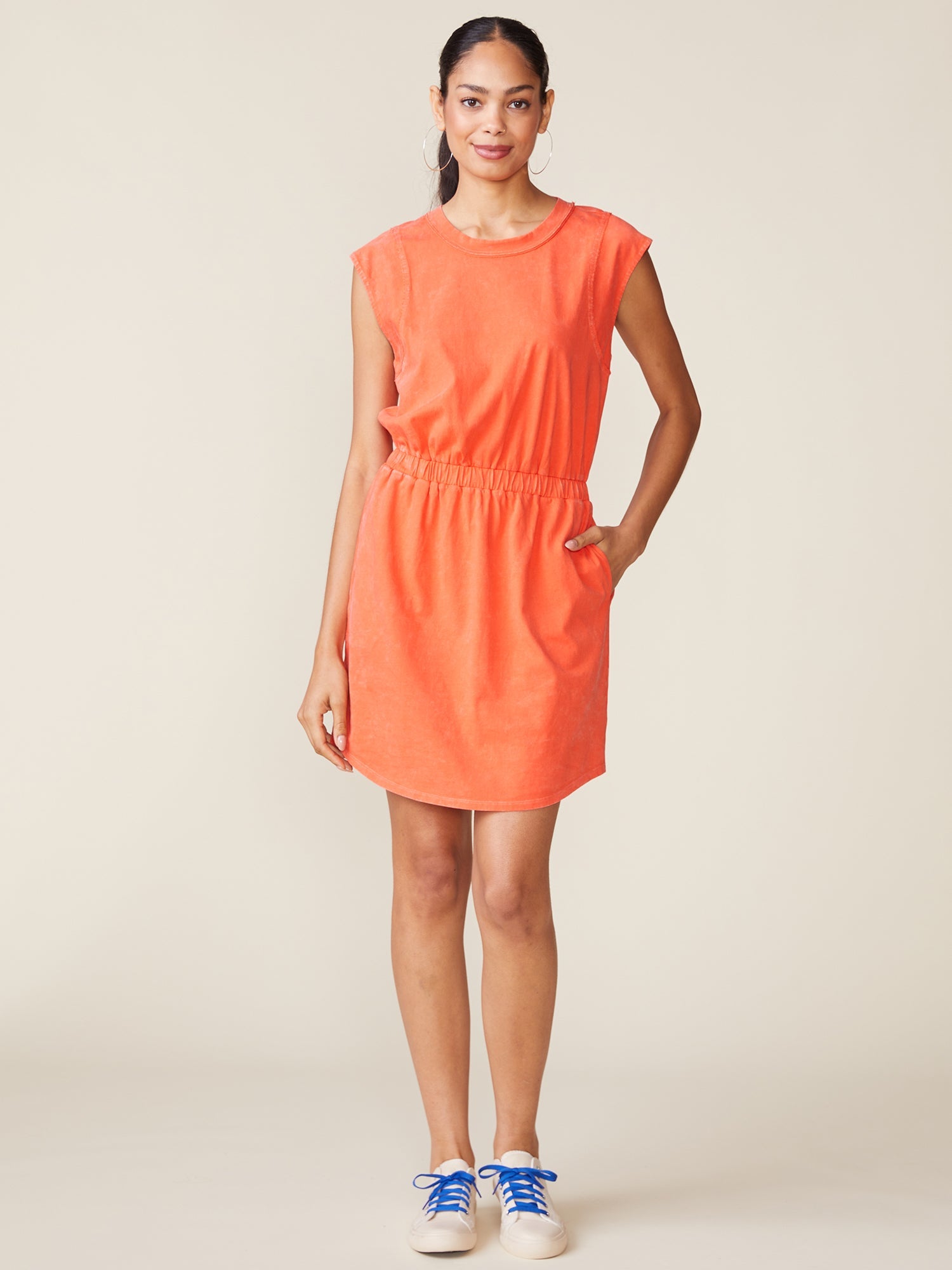 Washed Cotton Seam Detail Dress