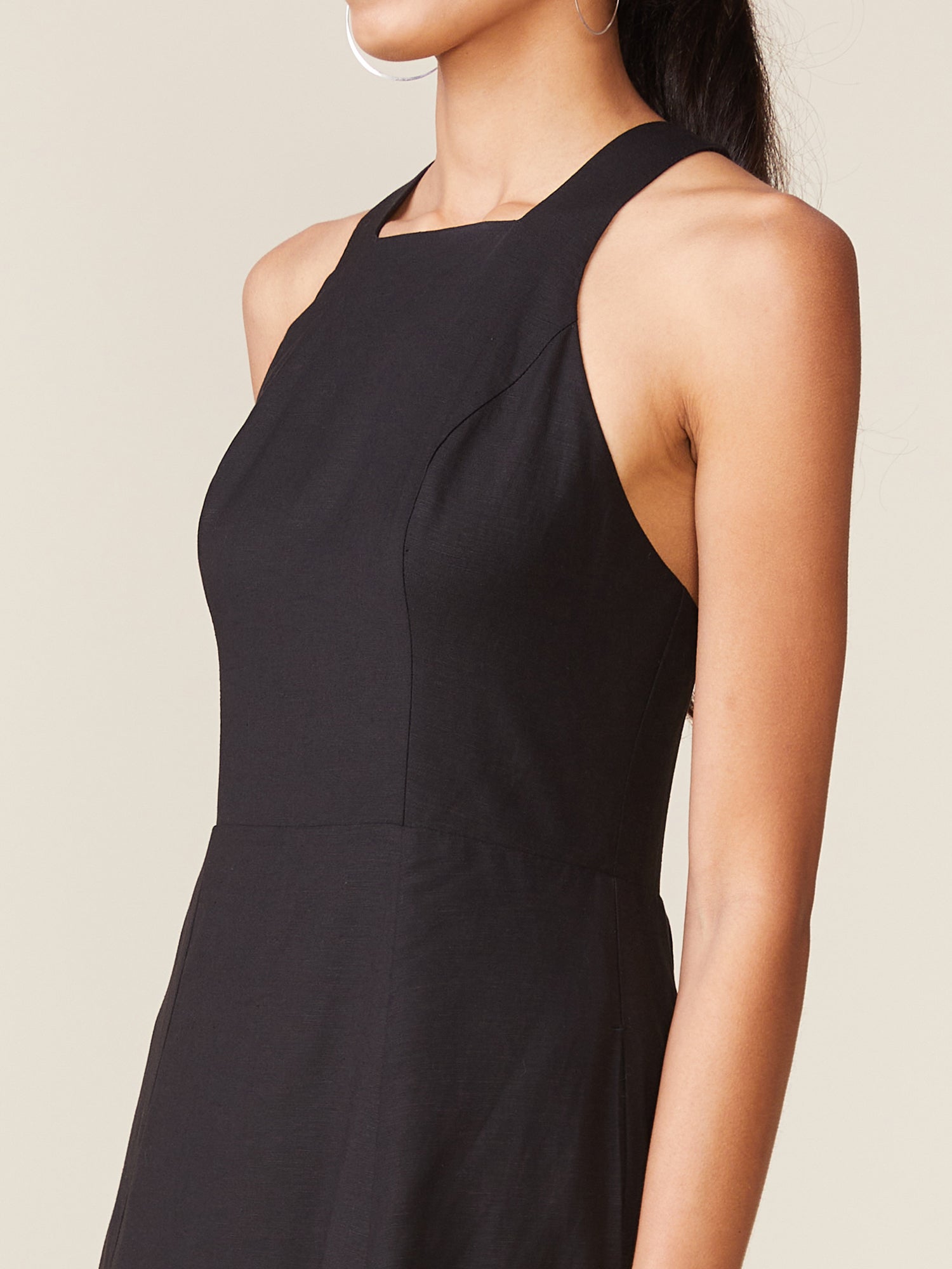 Linen Blend Cross Back Midi