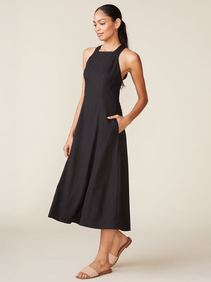 Linen Blend Cross Back Midi