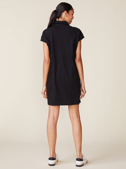 Slub Snap Dress - Black