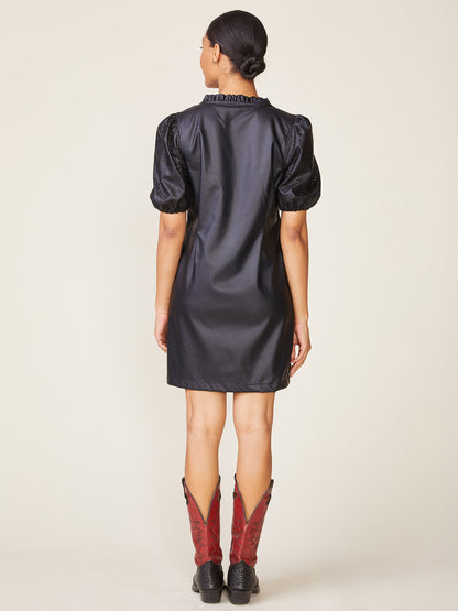 Vegan Leather & Laser-Cut Dress